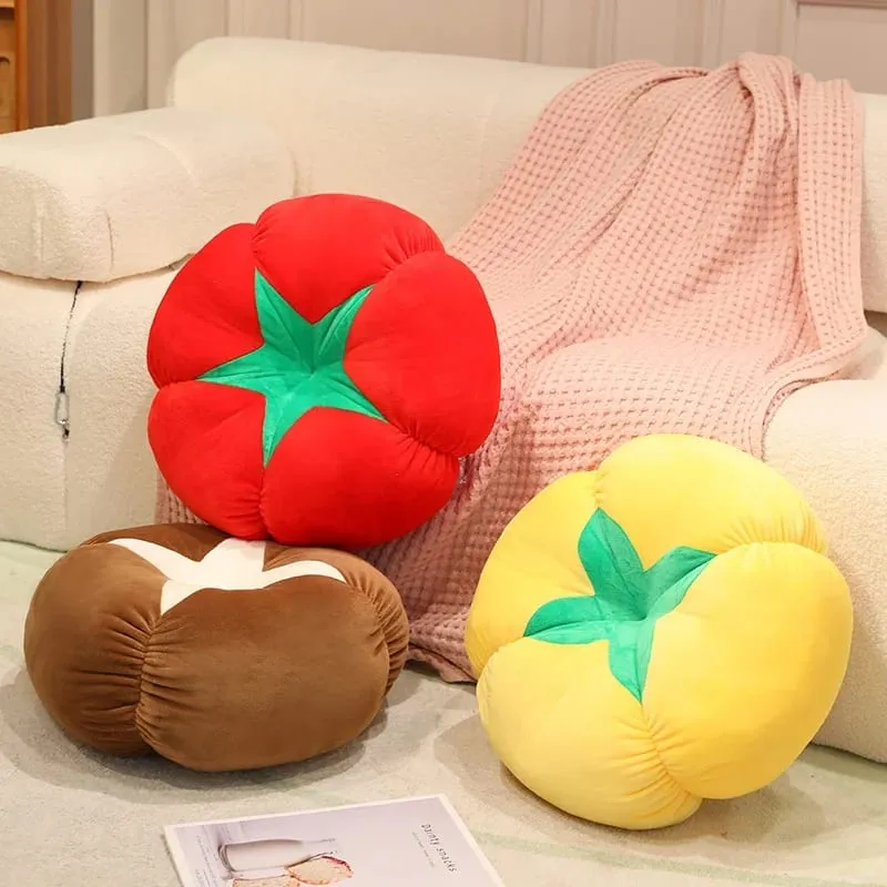 Kawaii simulace Veggie Ovocný plyšový polštář Tomel Houba Shiitake Rajče Měkký dekor Polštář do ložnice Dárek na pohovku