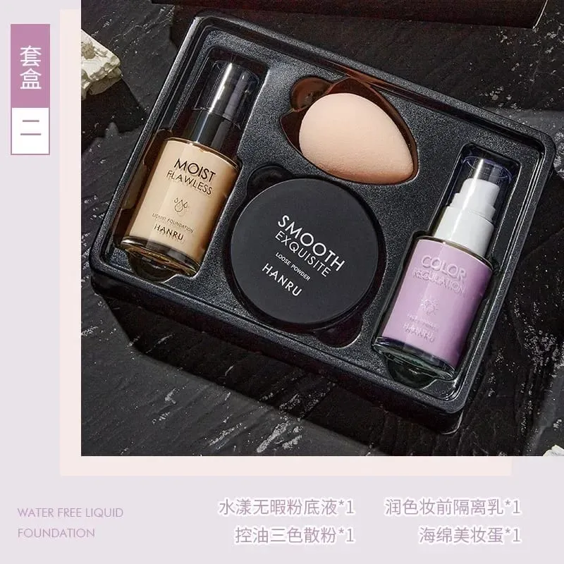 4 stuks make-upset initiële schoonheid huidmake-up primer hydraterende oliecontrole 3-in-1 setting poeder cosmetica groothandel kerst