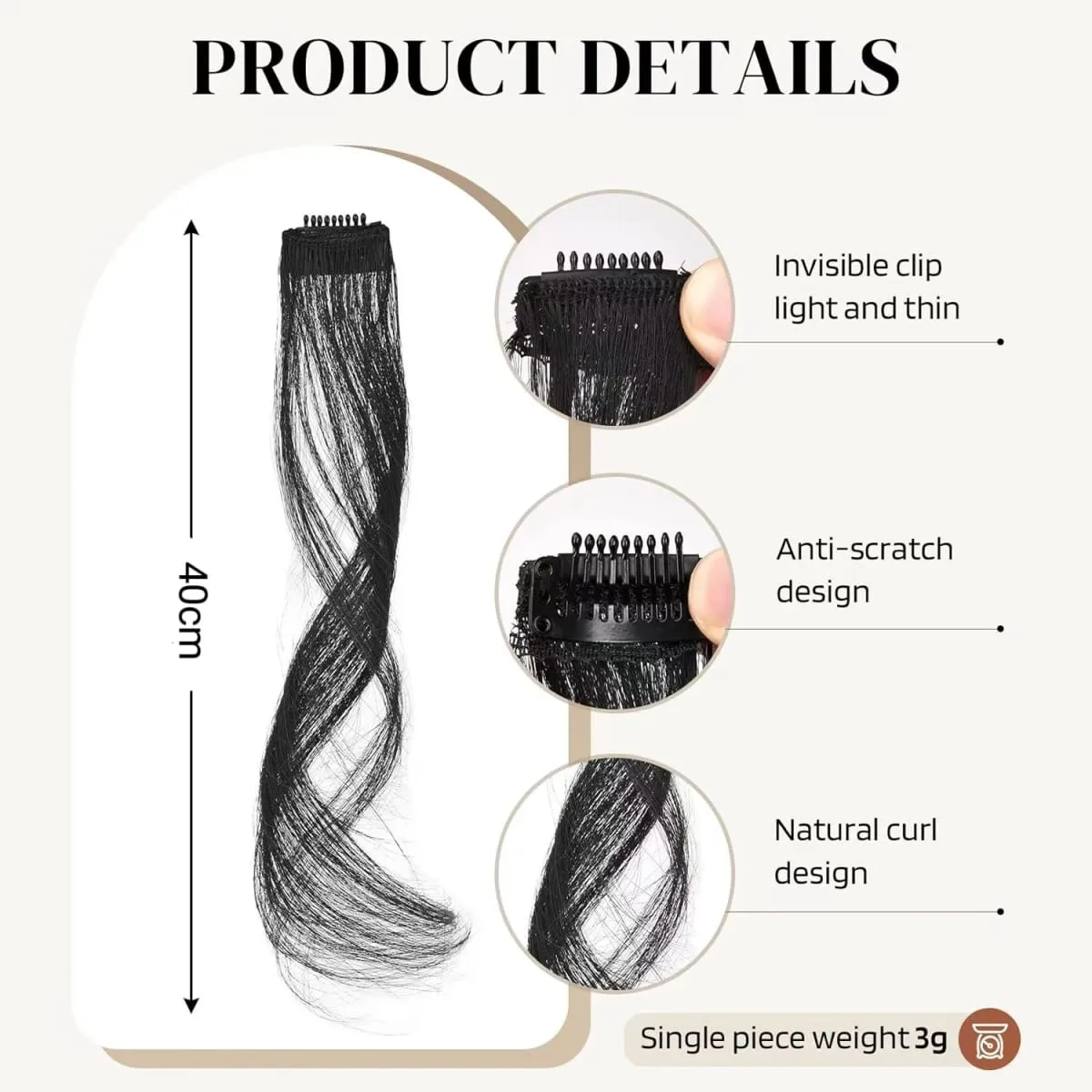 ยาวด้านข้าง Bangs 2 PCS สังเคราะห์ชุดหยักลอนคลิปในผ้าม่าน Bangs ด้านหน้า Bangs Face-Framing ไฮไลท์สำหรับสตรี — image 6