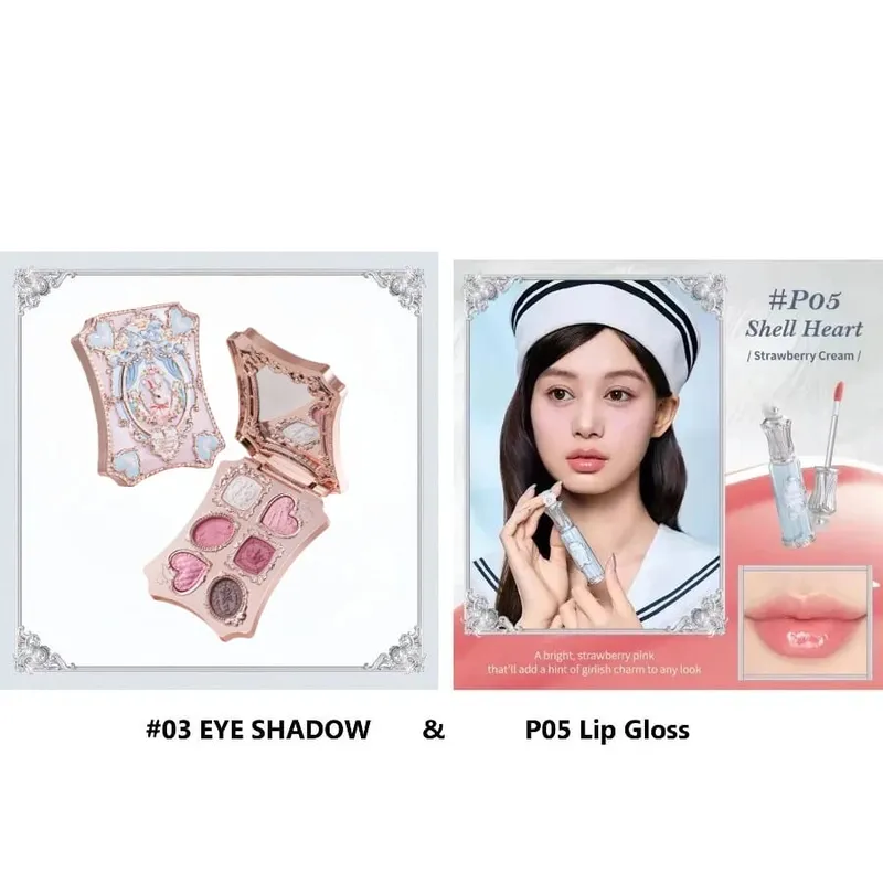 Σετ δώρου μακιγιάζ Flowerknow Shell's Jewel Eyeshadow Blush Lip Glaze Setting Powder Correcting Primer For Women Full Kit