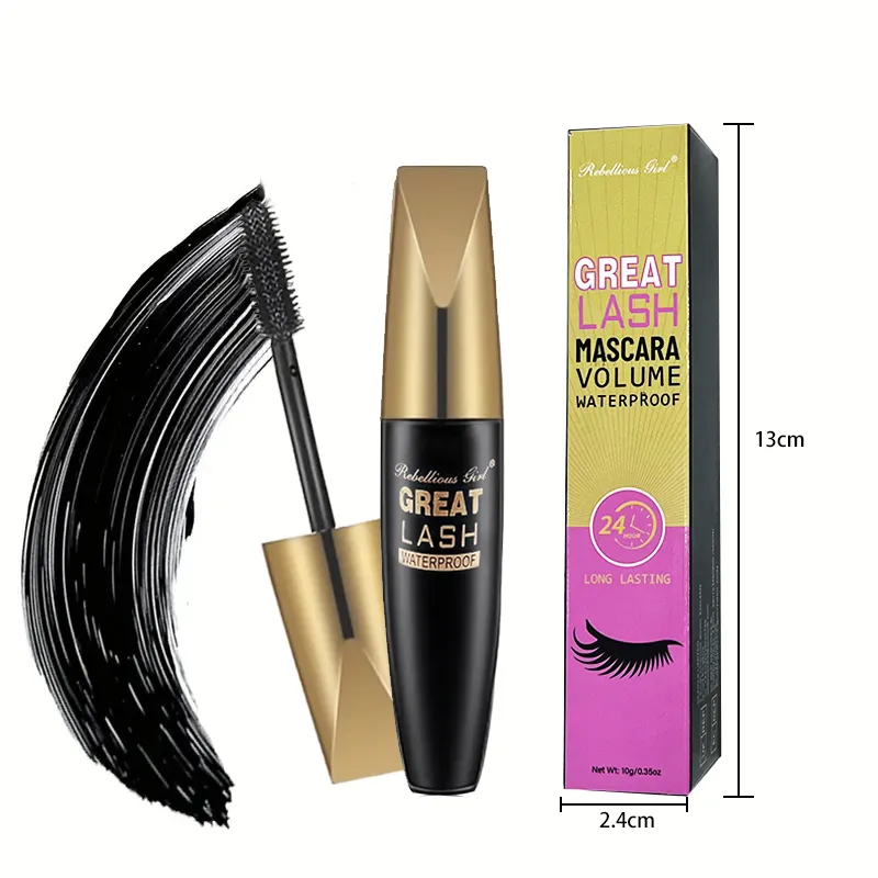 5D Svart Vattenfast Mascara Förlänger Ögonfransar Förlängning Tjock Silk Fiber Mascara Kvinnlig Makeup Ögon Kosmetik Verktyg för presenter — image 6