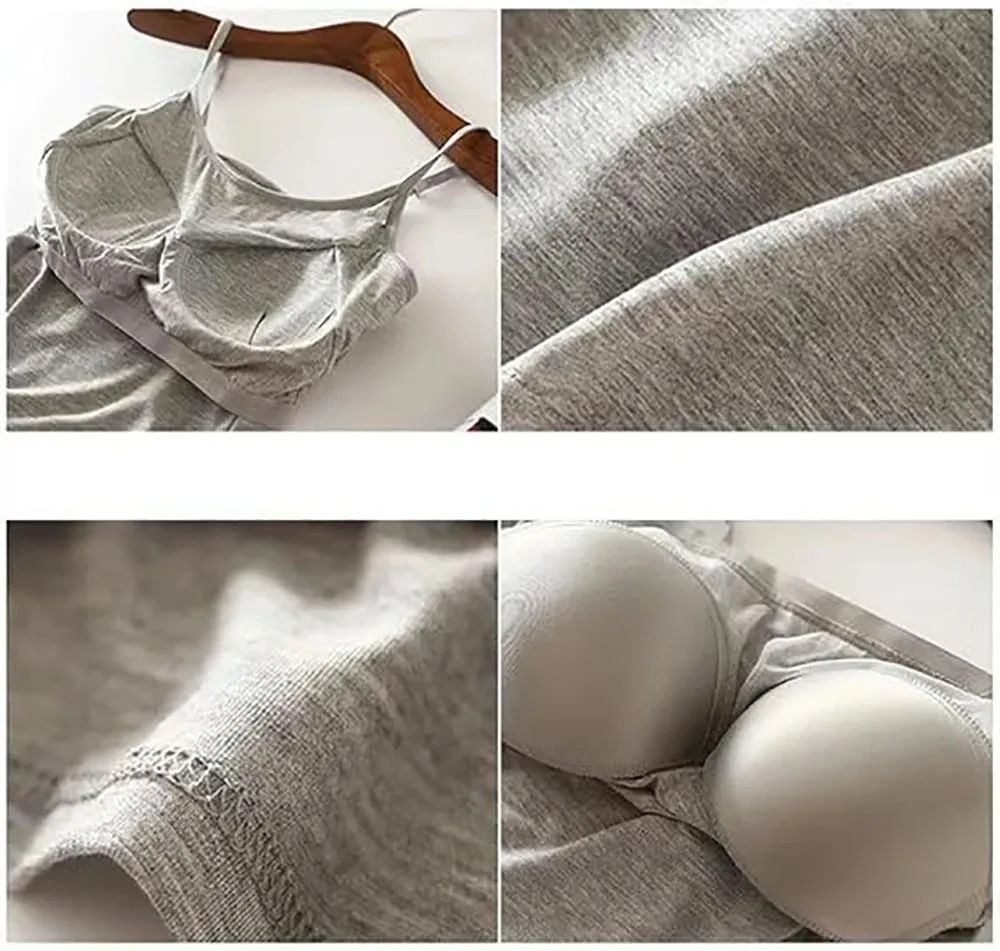 PLUS ขนาดเบาะเสื้อ Camisole สำหรับผู้หญิงสปาเก็ตตี้ปรับได้ Camis พร้อม Bra Built Basic ฤดูร้อนเสื้อกล้ามแขนกุด — image 6