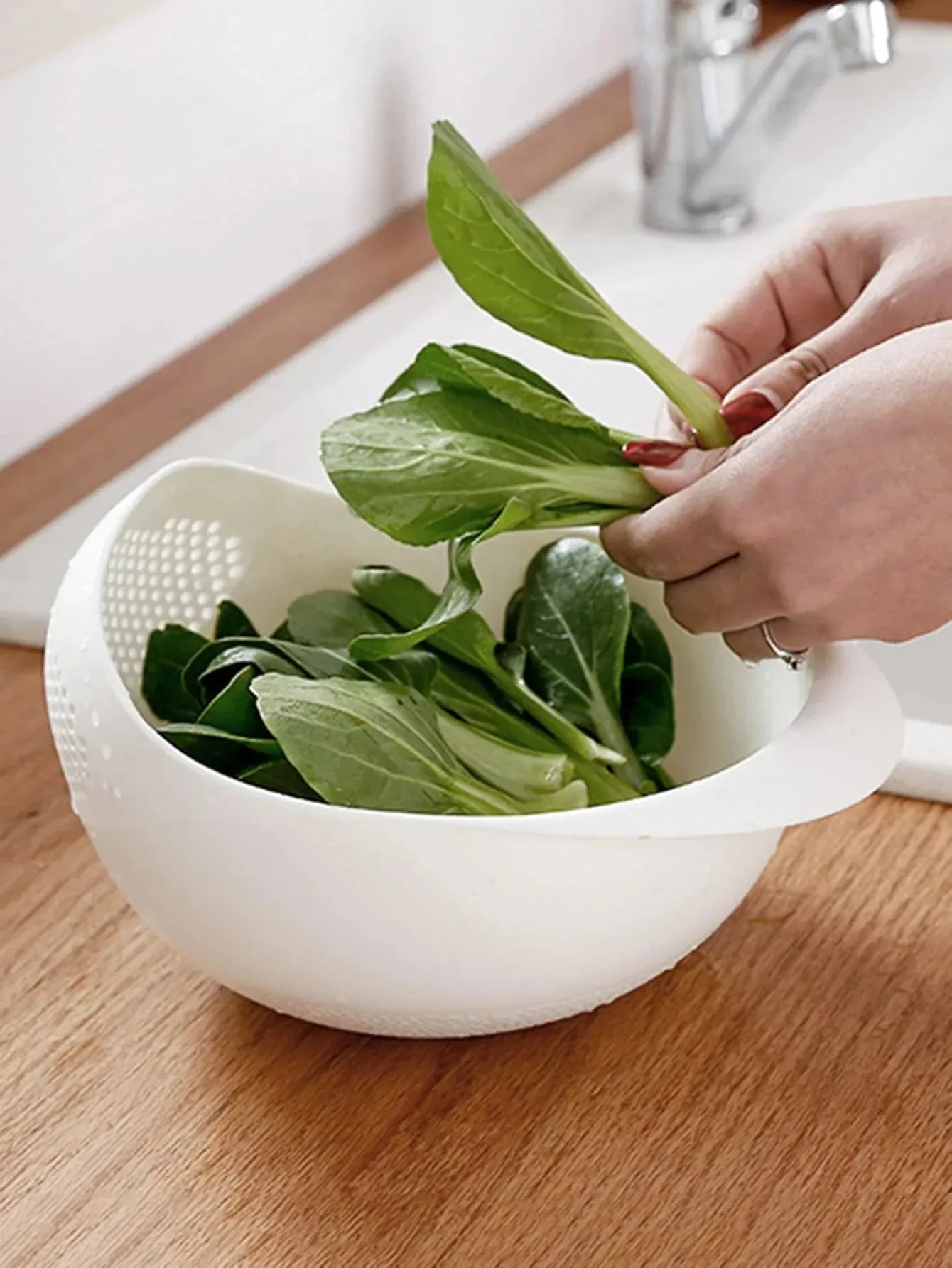 Passoire en Silicone pour bol de riz, panier de vidange pour bol de fruits, panier de lavage avec poignée, organisateur de cuisine à domicile, 1 pièce — image 5