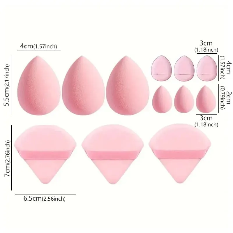 Set Spons Rias 12 Buah Warna Solid Bedak Tabur dan Set Telur Rias Lembut Puff Mini Katun Puff Jempol Penangkap Jari — image 3
