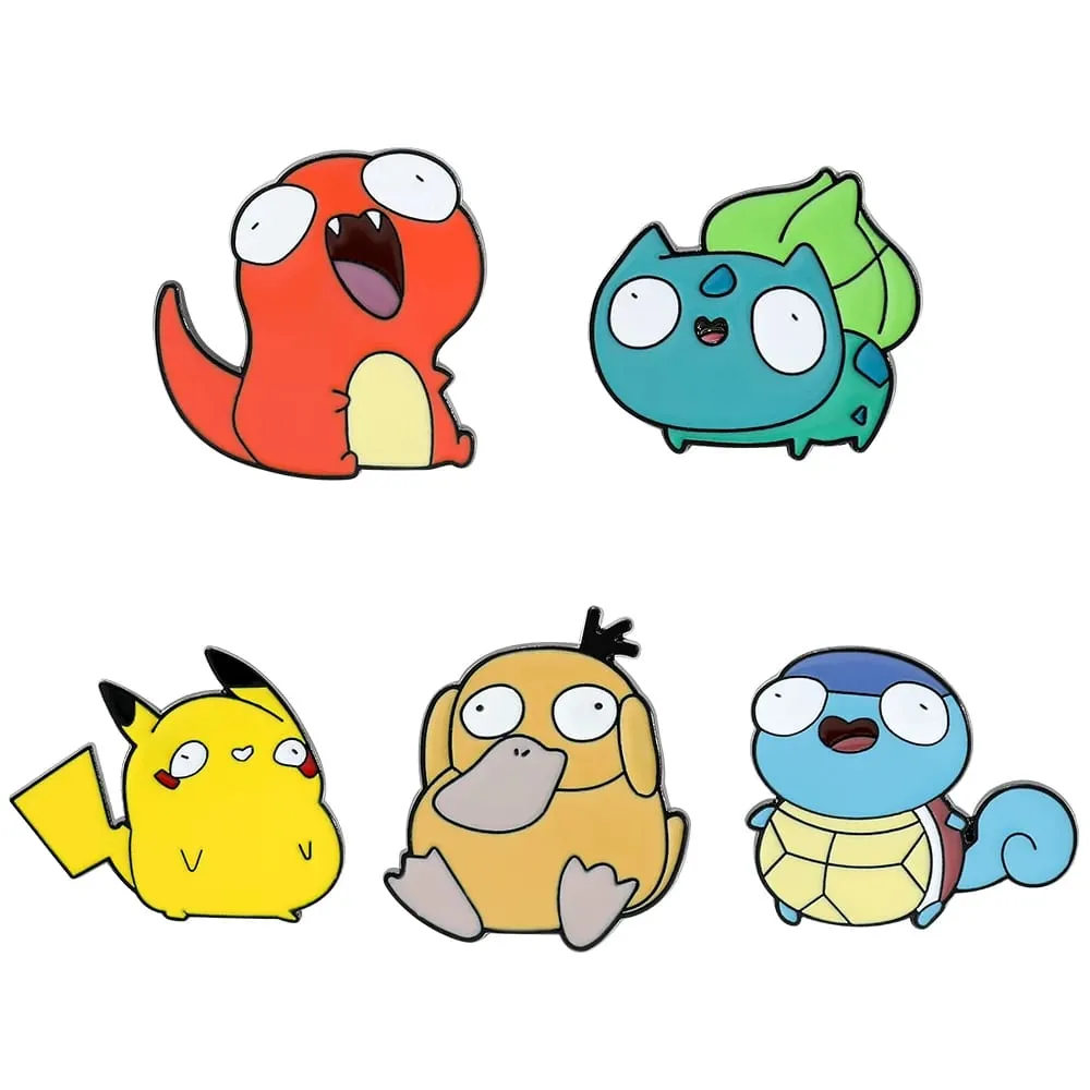 Anime Enamel Pin Funny Cartoon Figure Pikachu Squirtle Psyduck Metal Badge Brooch Jacket Jeans Lapel Pin Toy Accessories — image 1