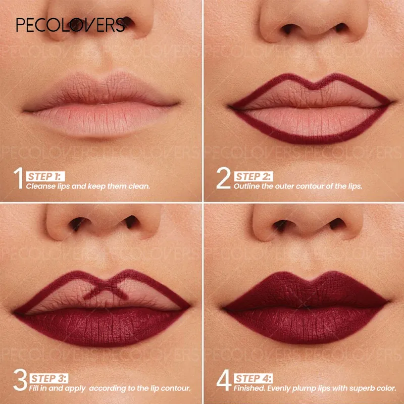 Matte Lipliner Kontur Bibir Belakang Kedua Bibir Gebu dan Menawan Tidak Mengeringkan Kosmetik Bibir Kalis Air Sesuai untuk Pemula — image 6