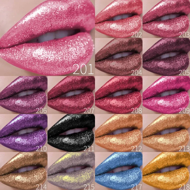 18 Colors Diamonds Glitter Lip Gloss Long Lasting Waterproof Liquid Lipstick Pearl Shining Lip Color Sparking Lip Makeup Women — image 5
