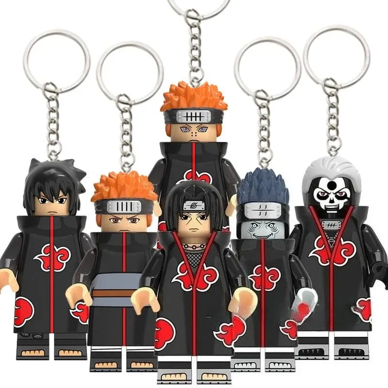 6style vacker handgjord 3D tecknad Naruto anime kringutrustning nyckelring söt mini rörlig figurer Huvuden Montering nyckelring present — image 2