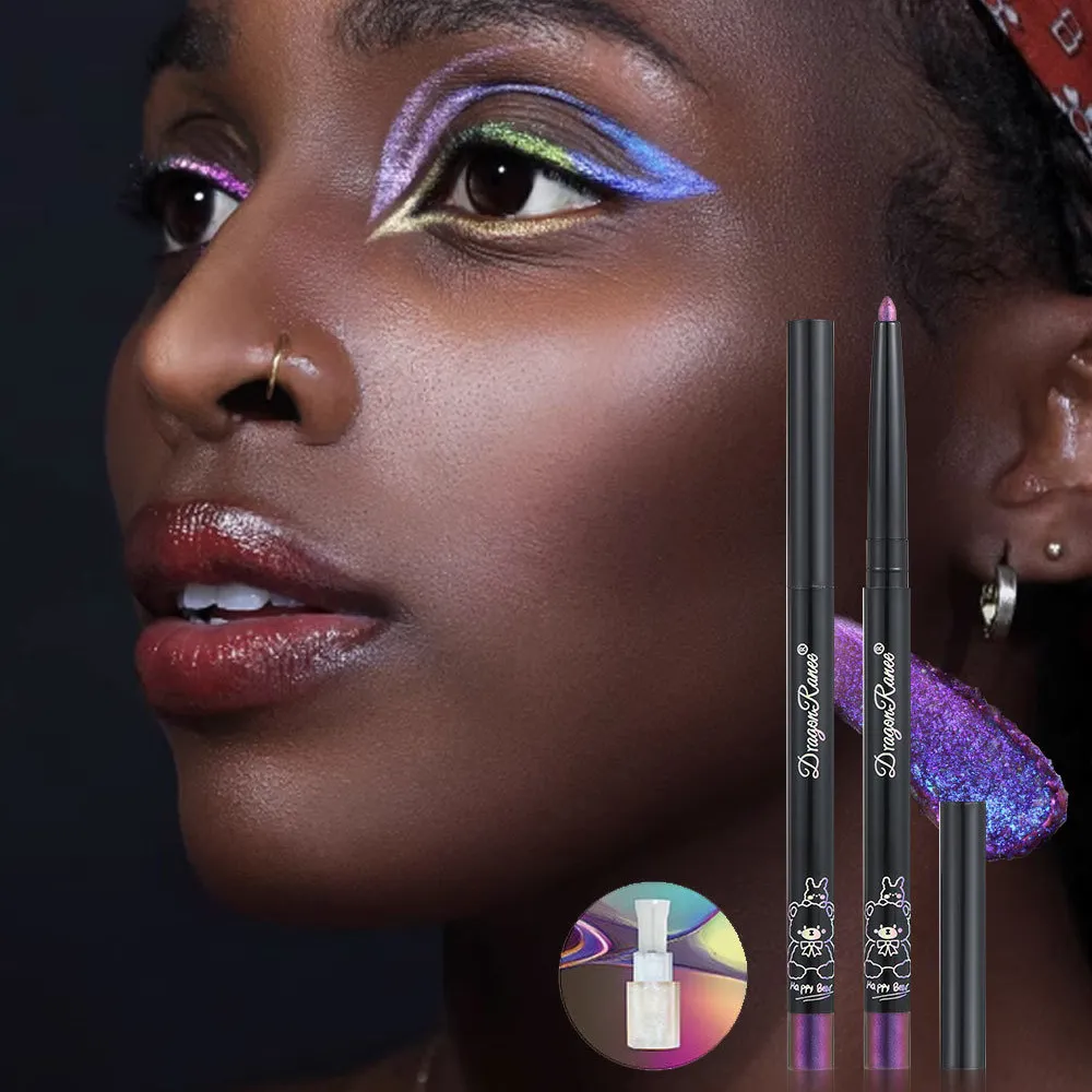 Caméléon Eyeliner Gel stylo imperméable brillant Chrome ombre à paupières Liner crayon paillettes perle vert or couché ver à soie yeux maquillage — image 4