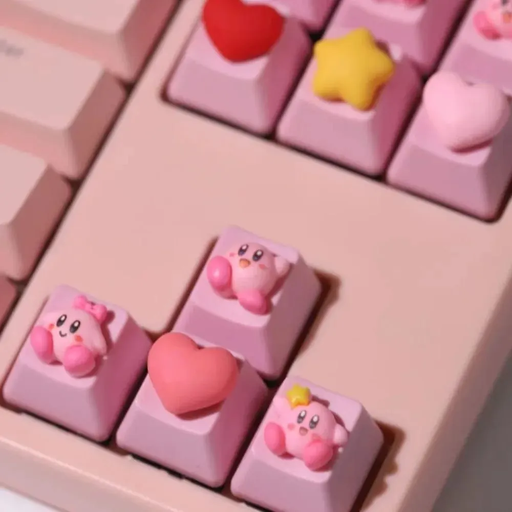Kirby Keycaps แป้นพิมพ์สำหรับ Mechanical น่ารักหมวกชุดปุ่มส่วนบุคคล Keycaps DIY หมวกอะนิเมะการ์ตูนสีชมพู 3D Keycaps — image 2