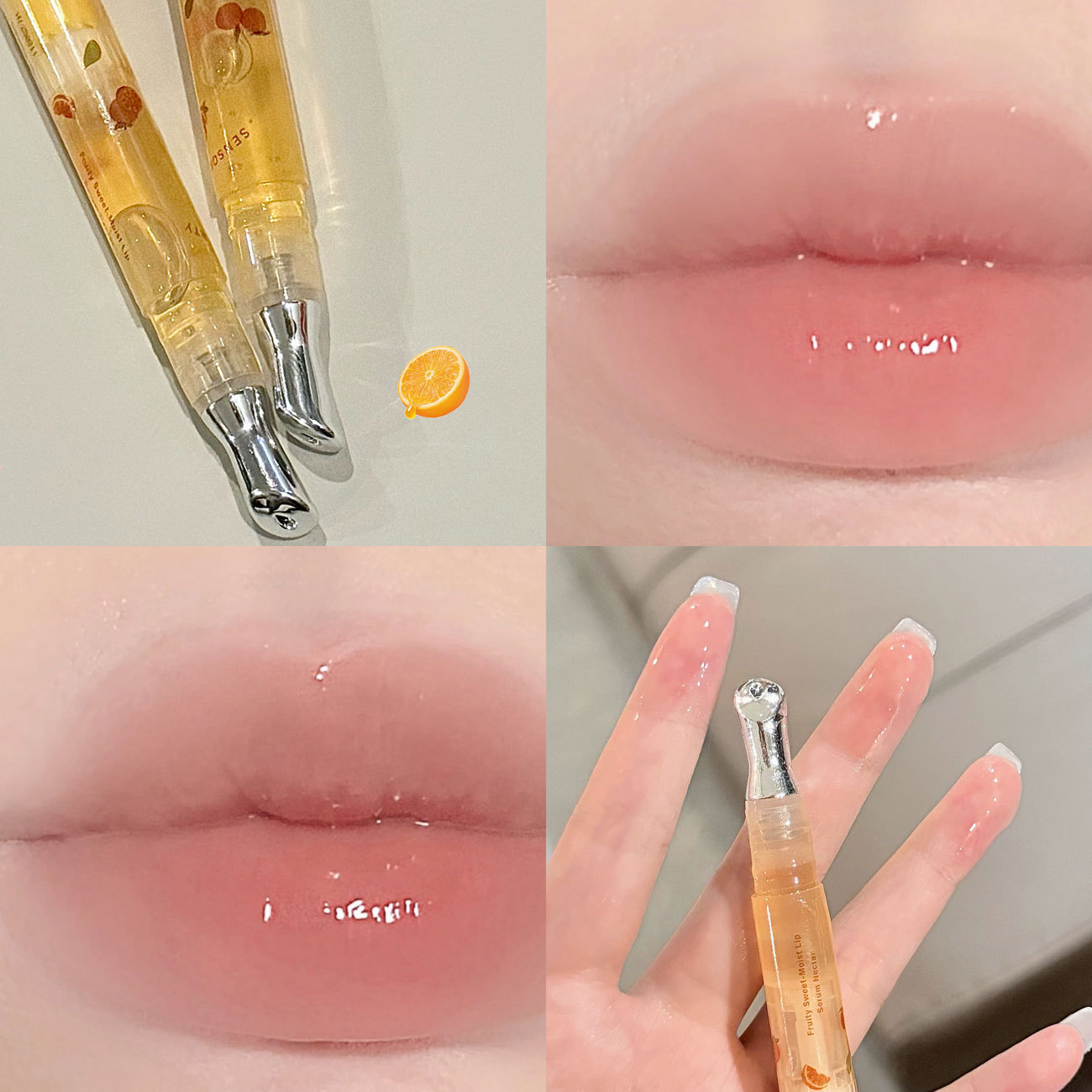 Peach Lip Oil Hydrating Mirror Lip Gloss Moisturizing Non-sticky Lip Tint Lips Plumper Autumn and Winter Lips Care Serum Primer — image 11