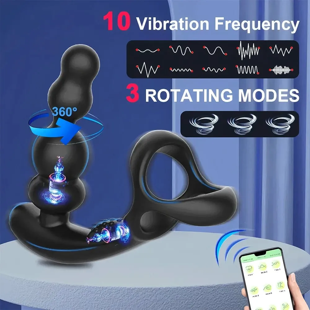 Fernbedienung Männliches Prostata-Massagegerät Vibrator 360°Drehbares Spielzeug Vibrator Ring Plugs Masturbator Dildo Anal Butt Sex Plug Tragbar — image 2