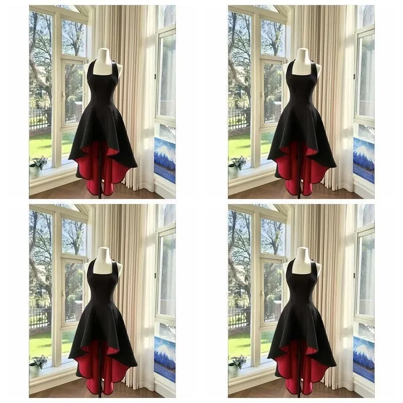 France Elegant Black Patchwork Long Strap Dress Sleeveless Party Style Women Gentle Y2k Vintage Bodycon Spring Summer 2026 — image 5