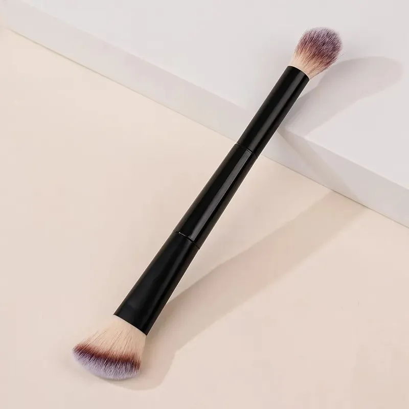 1Pc Professional Long Aluminum Tube Makeup Brush Double-Ended Highlight Brush Contour Brush Makeup Tools With Soft Fiber And Ski — image 11