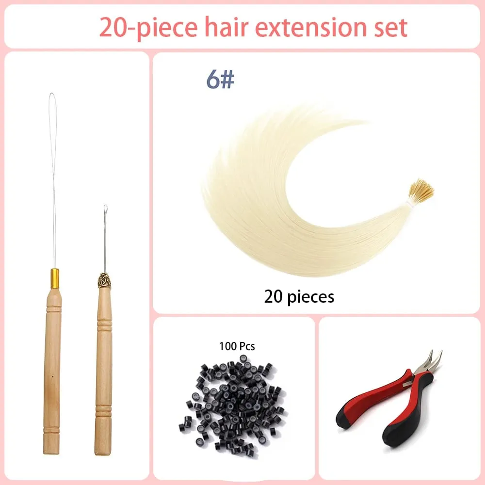 20 Strands/Pack Random Ten Colors Synthetic Colored I-Tip Stick Hair Extensions Straight Hair 16 Inch For Women High Temperature — image 14