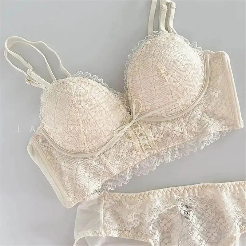 Bra Tekan Ke Atas Renda Tanpa Padding Seluar Dalam Ramping Tanpa Wayar Bralet Seksi Musim Panas Lancar untuk Sokongan Bahagian Angkat Dada Kecil Anti Kendur — image 8
