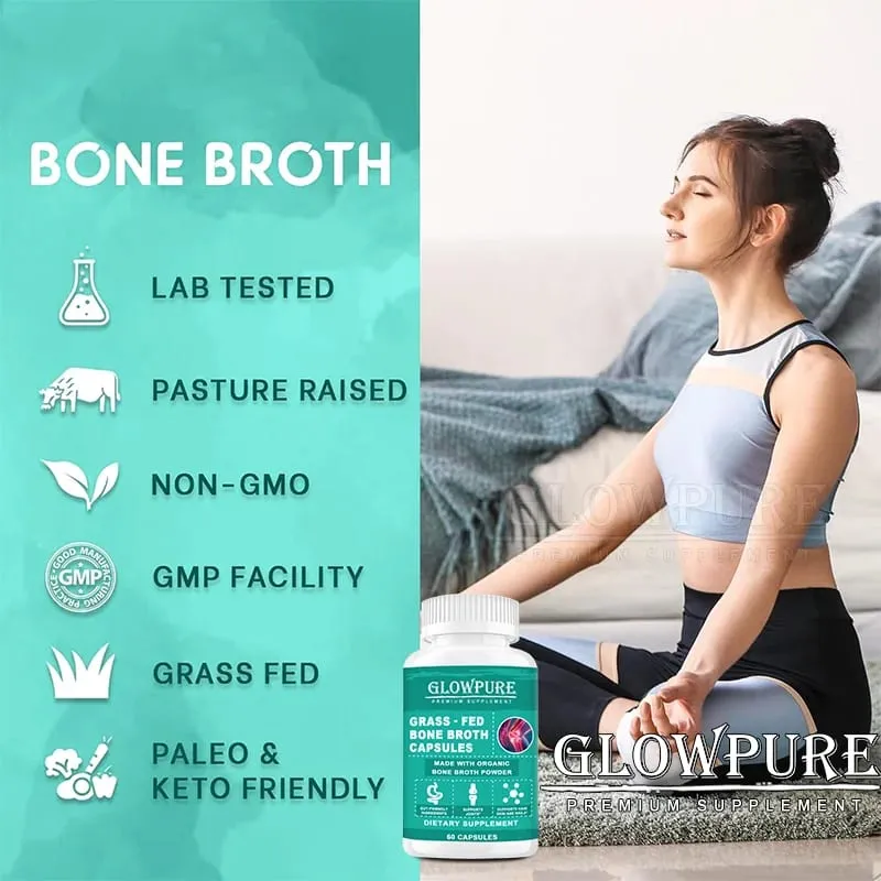 Bone Broth Collagen Protein Capsules - Grass-Fed Collagen Powder for Skin & Bones Joint Health and Flexibility Paleo Friendly — image 4