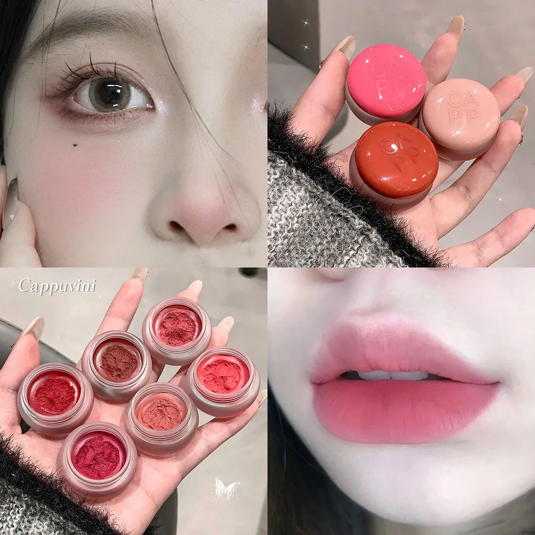 Enlatado lábio lama névoa batom hidratante veludo fosco mousse sólido brilho labial bochecha blush creme matiz lábios maquiagem cosméticos coreano — image 2