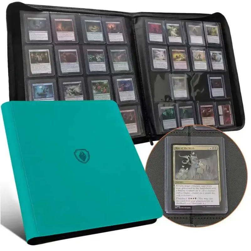 Carpeta de carga superior de 16 bolsillos con capacidad para 640 cargadores superiores: fundas premium para carpetas de carga superior para tarjetas rígidas de 3' x 4'