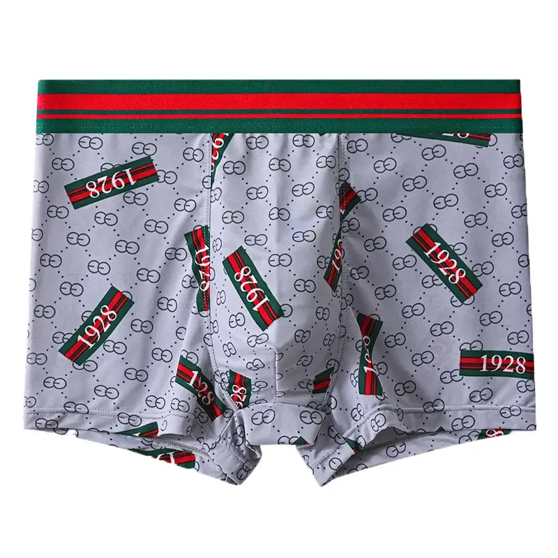 5PCS Ice Silk Men's Underwear Thin Ice Breathable Trendy Light Luxury Men's Underpants Fashion Mid Waist Loose Men Boxer Shorts — image 2