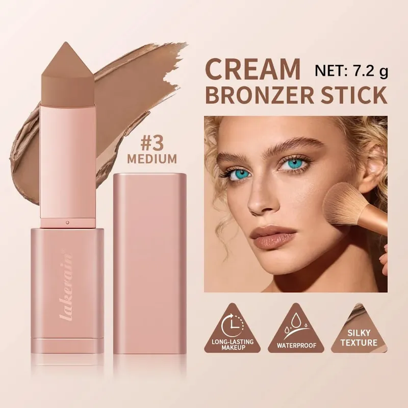 Paleta de ajuste de bronceador mate, barra bronceadora en crema en polvo para sombreado de contorno facial, efecto de maquillaje de larga duración, agua, 2 uds. — image 4