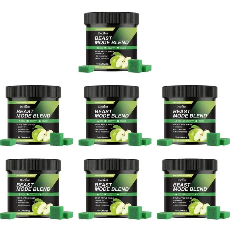 Docteat Beast Mode Blend Caramelle gommose pre-allenamento Supporto energetico e resistenza per allenamenti di forza e giornate attive in palestra 70 conteggi — image 13