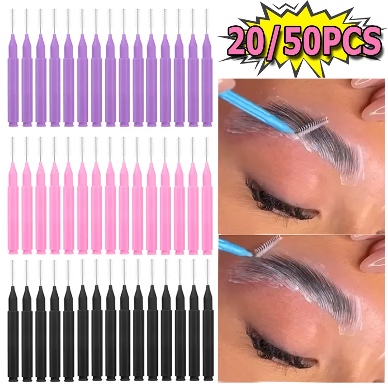 แบบพกพา Mini แปรงคิ้ว 20/50PCS Brow Perm แปรงทิ้ง Bendable Micro Eyelash Brow ยกแปรง Applicators เครื่องมือ — image 1