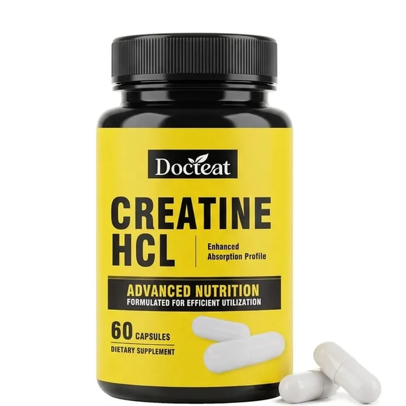 Docteat Creatine HCL Capsules พร้อมวิตามินบี 6 B12 และอบเชยเพื่อพลังงานของกล้ามเนื้อและการสนับสนุนประสิทธิภาพผู้ใหญ่ 60 แคปซูล