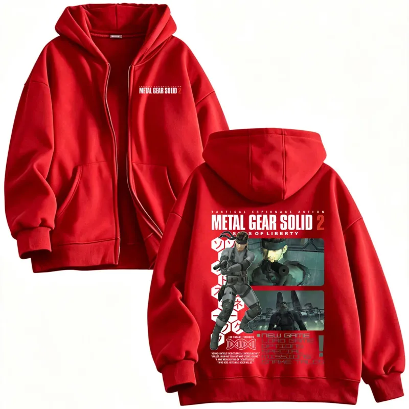 Metal Gear Solid 2 Sons of Liberty MGS2 Solid Snake Game Zipper Sweat à capuche pour homme Femme Polaire Zip Up Sweats à capuche Vestes Manteaux — image 9