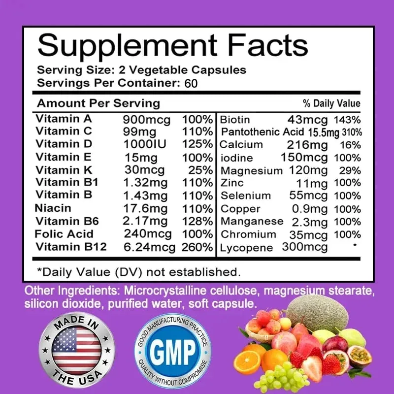Men's Daily Multivitamin - 22 Vitamins & Minerals Dietary Supplement for Immunity Energy Digestion Skin and Overall Health — image 6