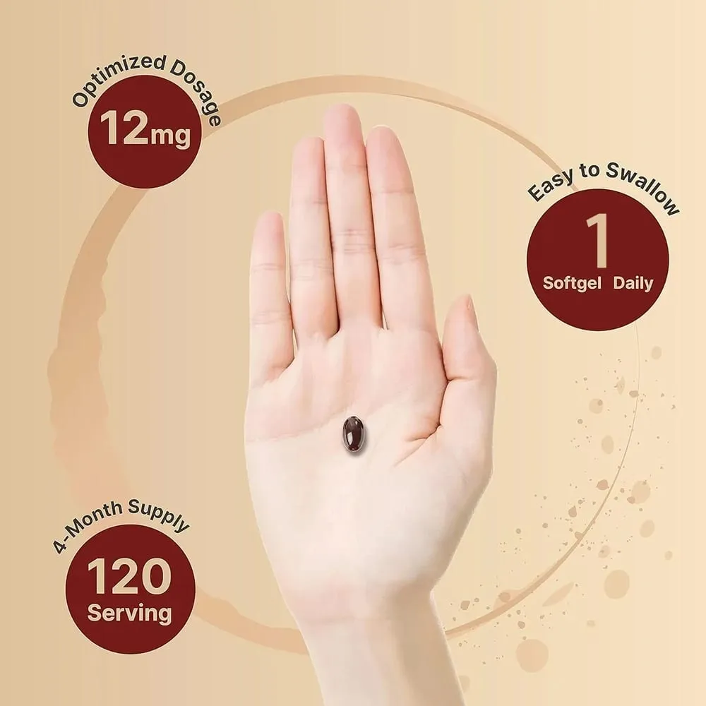 Triple Strength Astaxanthin 12มก. - อาหารเสริมต้านอนุมูลอิสระแอสตาแซนธินจากธรรมชาติที่ผ่านการตรวจสอบแล้วปลอดจีเอ็มโอและปราศจากกลูเตน - 120 ซอฟท์เจล — image 4