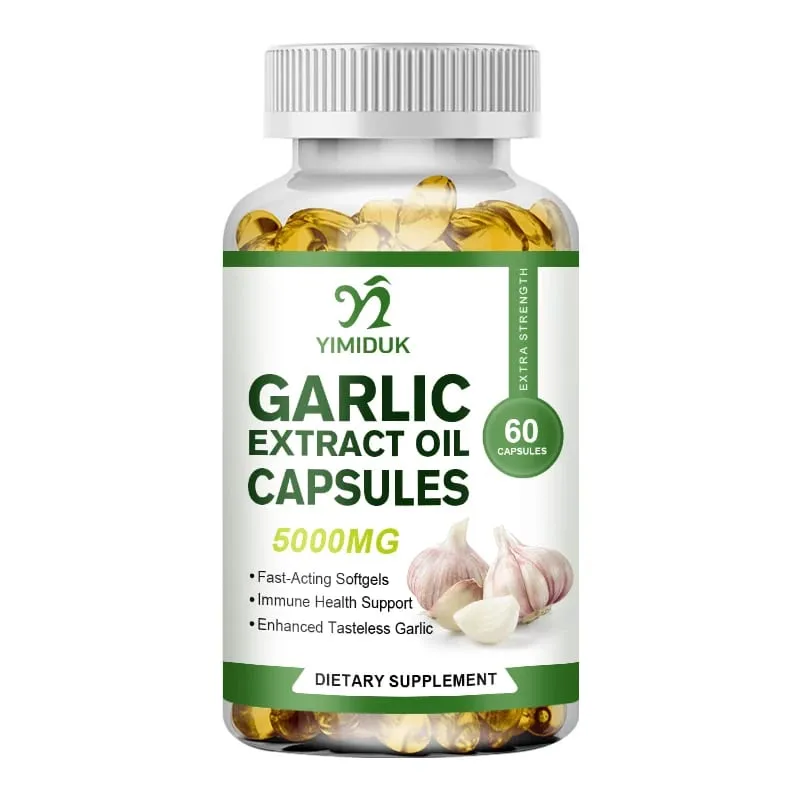 Capsules d'extrait d'huile d'ail biologique, améliore l'immunité, améliore la fonction cardiovasculaire, augmente le niveau de glutathion, détox cellulaire