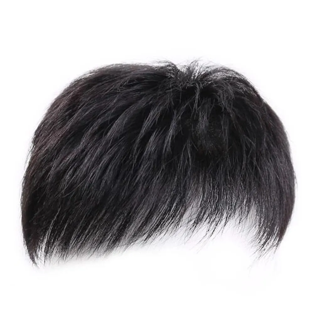 Parrucca maschile con clip per capelli corti, blocchi di ricambio superiori per la testa che coprono efficacemente con i capelli sintetici sostitutivi dei capelli circostanti