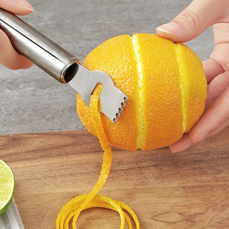 Éplucheur de citron et d'orange en acier inoxydable, couteau à agrumes à double usage, Gadget de cuisine, accessoire de Bar, outil de cuisine polyvalent — image 5