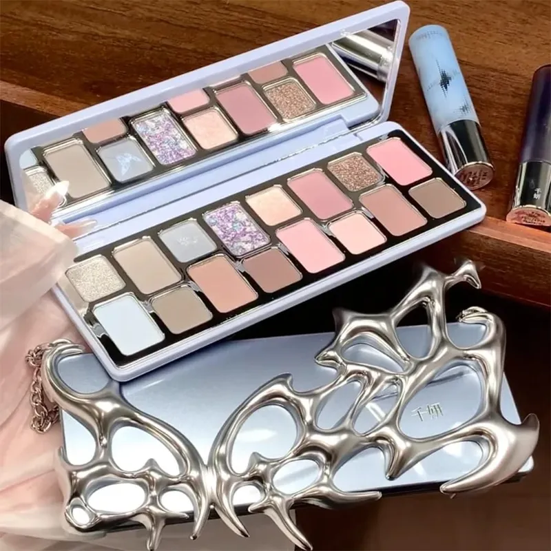 Cheeryep Σετ Μακιγιάζ Glitter Eye Shadow Palette Lip Stick Moisturize Lip Balm Mirror 6 τμχ Σετ Qianyan Kits για γυναίκες όλα σε ένα