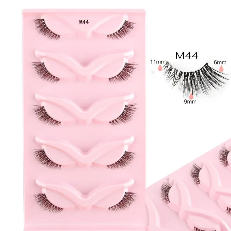 Mezze Ciglia Cat Eye Ciglia 3/5/10 Paia Ciglia Finte Soffici Morbide Aspetto Naturale Fascia Trasparente 3D Ciglia di Visone Estensione trucco