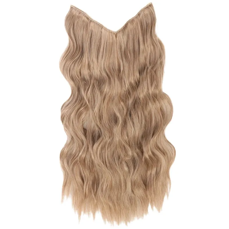 Black Halo Hair Extensions ที่มองไม่เห็นลวดปรับขนาด 22 นิ้วยาว Wavy Curly Hairpieces สำหรับผู้หญิงไม่มีคลิป — image 13