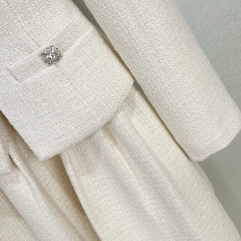 Abito a tulipano in due pezzi finto manica lunga con colletto alla coreana in tweed nuovo arrivo 2026 - Minigonna elegante alla moda di alta qualità — image 6