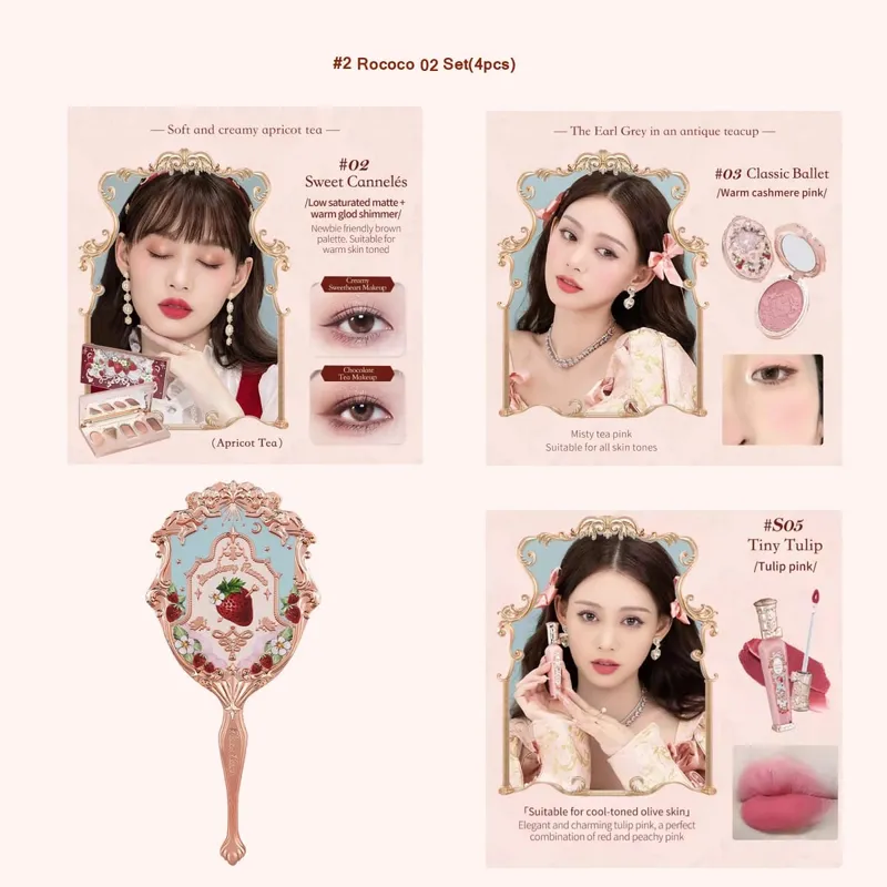 Conjunto completo de maquiagem Flor Knows Morango Rococó Glitter Matte Lipgloss Blush Power Velvet Batom Kit Conjuntos de perfume — image 9