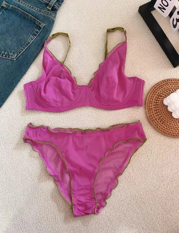 Set di reggiseno a coppa piena da donna di nuovo arrivo Set di biancheria intima comfort quotidiano ultra sottile minimizzatore supporto sexy anti-cedimento laterale sottile ABCD — image 19