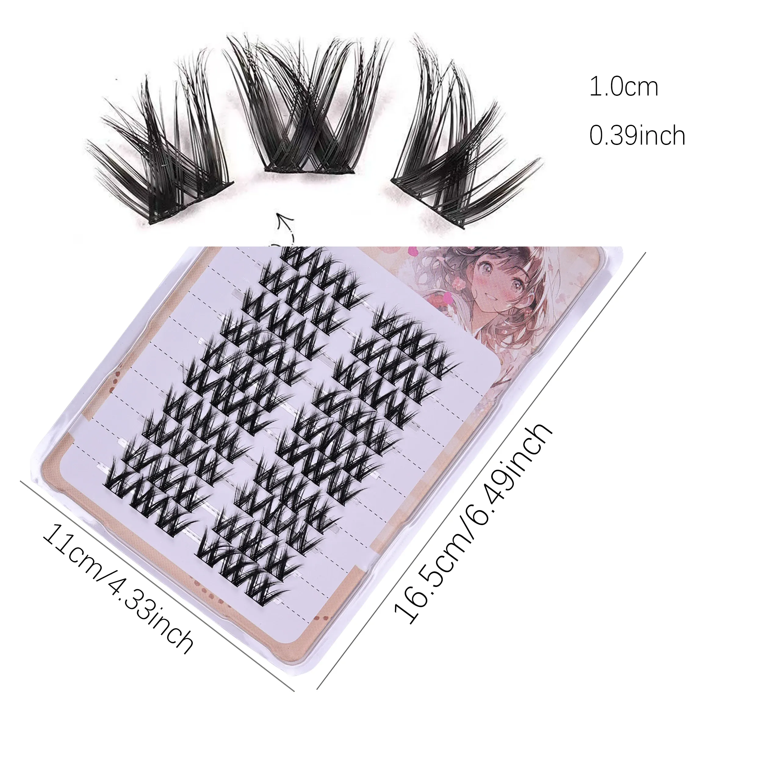 Açık Mat Fiber W-Şekil Kabarık Küme Kirpikler 10 Satır 60 Kesilmemiş Kümeler Doğal DIY Anime Göz Makyajı Kirpikler Günlük Ofis için