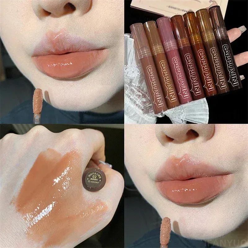 Mirror Watery Chocolate Lip Gloss Langanhaltender feuchtigkeitsspendender Crystal Jelly Lip Tint Lippenstift Nature Nude Lips Makeup Cosmetics — image 7