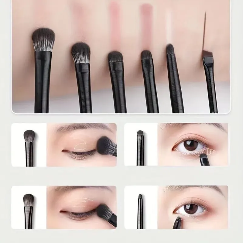 6st ögonfläckarborste Fint mjukt sminkverktyg Ögonskuggsborsteset Eyelinerborste för blandning av ögonskugga Eyeliner Idealisk — image 2