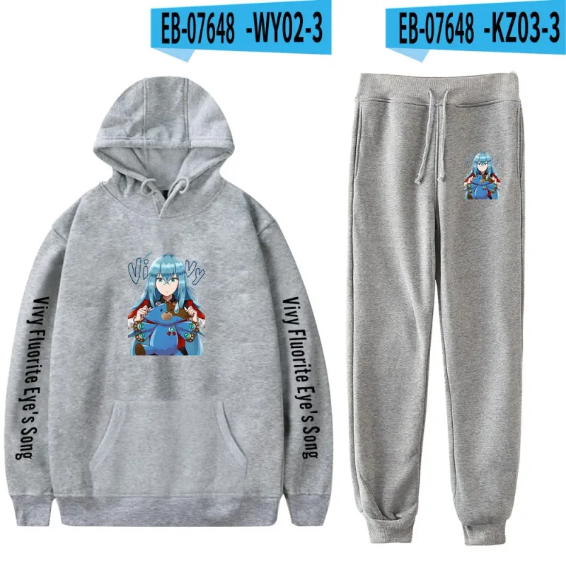 Harajuku Comfortable Vivy Fluorite Eye's Song Print Sweatshirt Sweatpants Hoodies+ Trousers Suit Boys/Girls 2 Piece Set Clothes — image 36