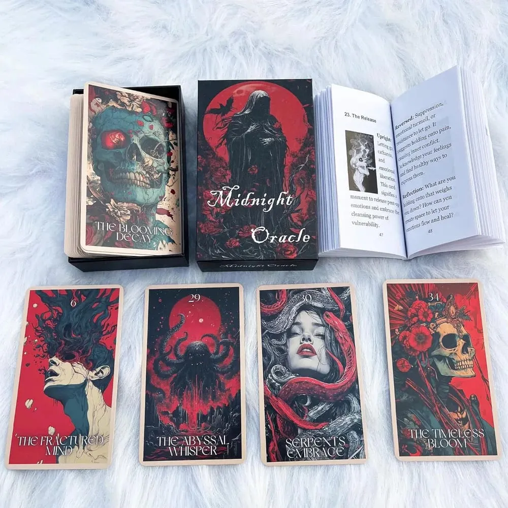 Midnight Oracle Card Deck Gothic Dark Fantasy-temakort inkluderer papirinstruktioner perfekt til entusiaster og samlere — image 3