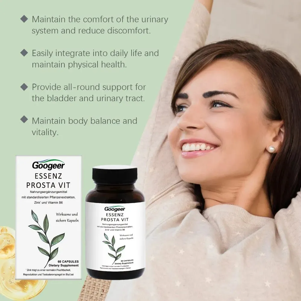 Googeer Pria Prosta Vit Essenz Kapsul Dukungan Kesehatan Kandung Kemih & Saluran Kemih dengan Seng Vitamin B6 Saw Palmetto 60 Hitungan — image 3