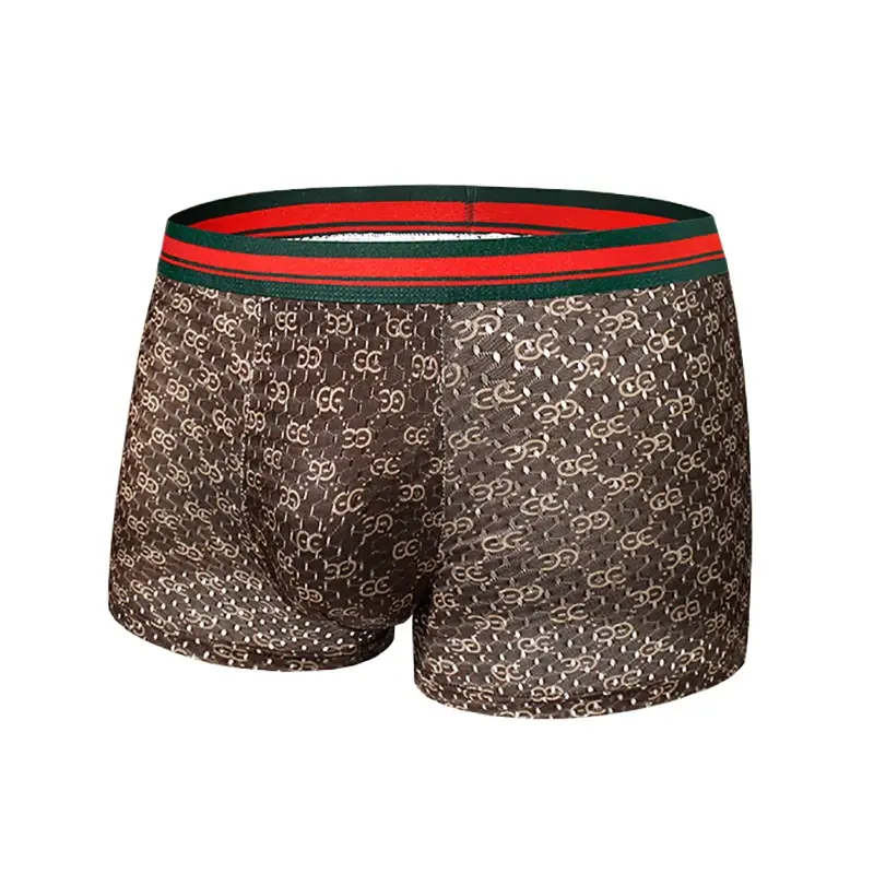 4pcs/set Men‘s Ice Silk Seamless Underwear Breathable Ultra-thin Boxer Briefs Soft Pouch Cooling Trunks — image 4