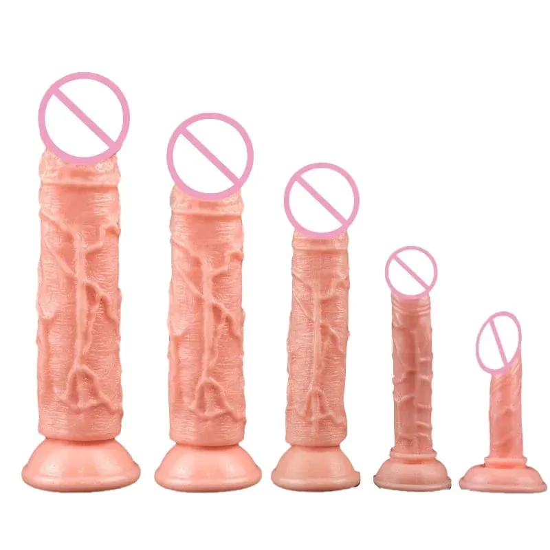 저렴한 현실적인 5 크기 엉덩이 플러그 딜도 남자 여자 남근 흡입 컵 항문 섹스 토이 게이 흡입 컵 빅 딕 질내 사정 — image 1