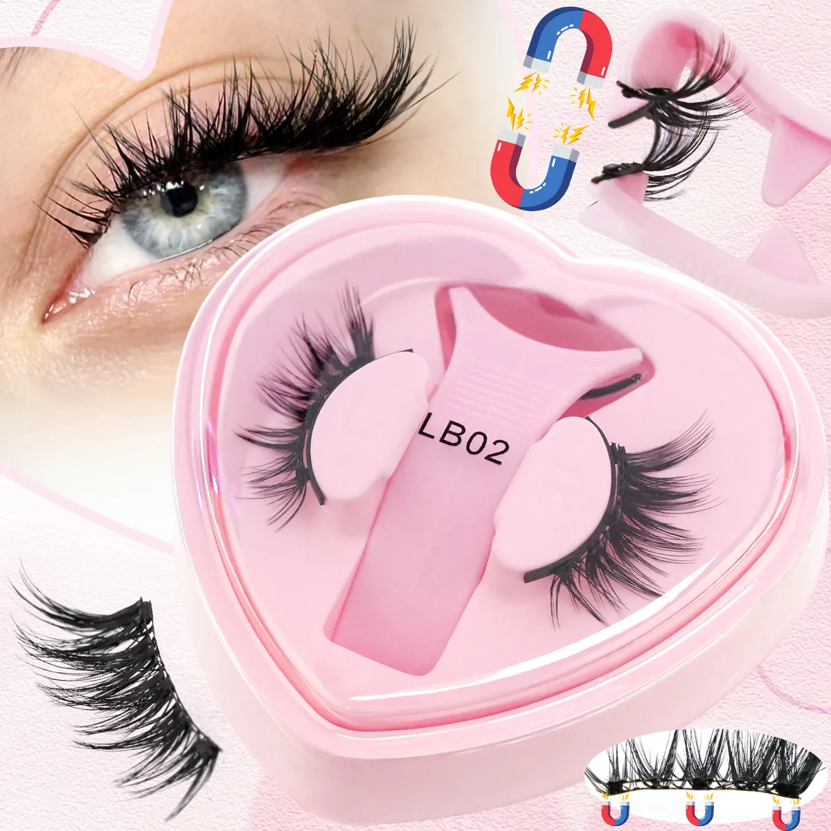 Magnetiske øjenvipper Kit Naturlige 3D mink vipper Tykke fluffy falske vipper Ingen lim nødvendig Fake øjenvipper Makeup Faux Cils — image 2