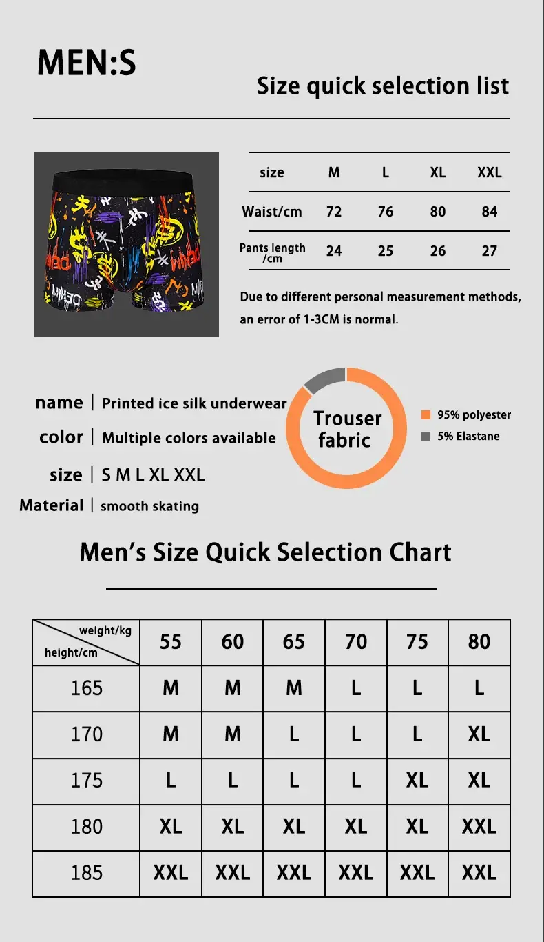 5 pezzi Intimo da uomo con stampa graffiti, pixel, cyberpunk, boxer comodo, casual e alla moda — image 2